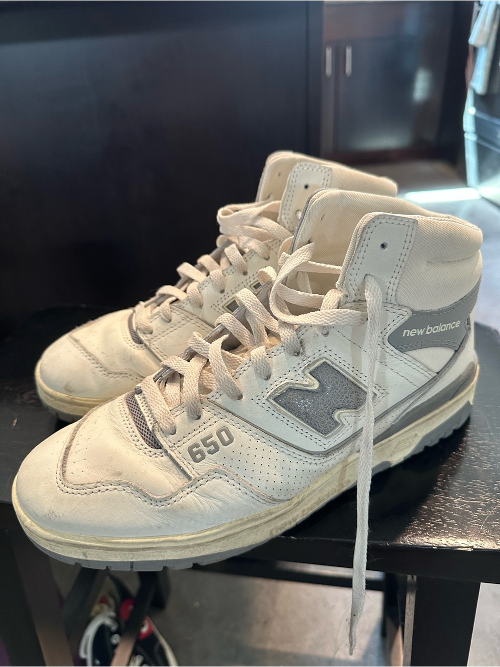 New Balance 650 Men's High-Top Sneakers in Off-White and Gray